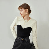 2021 Sweaters For Women Fake Two-piece Sweater Women Temperament Stitching Pullover Female Slim-fit Long-sleeved