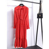 Floral Printed Chiffon Shirt Long Sleeve Bow Midi
