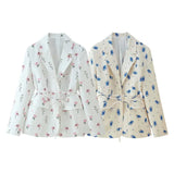 Fongt Women's Dress 2025 Explosion Fashion Two-Color Printed Collar With Blazer