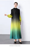 Fongt And Fashionable Gradient Lantern Sleeve Pressure Folding Dress Women Autumn And Winter Loose Apparent Thin-Skinny A-Character Dress