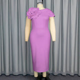 Fongt Banquet Evening Dress Round Collar Sleeveless Styling Floral Dress Party Dress