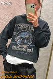 Graphic Sweatshirts for Women Fashion Letter Print Pullovers 2023 Spring Autumn Loose Punk Sweatshirt Hoodies