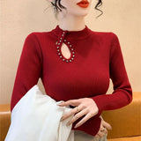 Fongt 2025 Mahjong Sweater New French Vintage Long Sleeve Knitted Fashion T-Shirt Loose Bottom