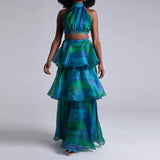 Fongt Fashion Hanging Neck Tie Dye Design Fluffy Cake Dress In Autumn 2025