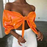 Sleeve Crop Top Lantern Sleeve