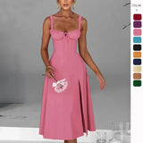Fongt Spring And Summer New Fashion Leisure Tie To Repair The Fork With High-End Dress Woman