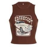 90's Retro Print Ribbed Crop Tank Top-Outfit
