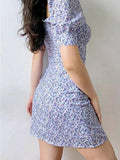 Ditsy Floral Short-Sleeve Mini Dress-Outfit