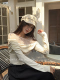 Fongt Xixi 2025 Autumn New White Label Showing Lanky Lace Knitted Woolen Women 89606