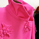 Fongt New Star Fashion Temperament Heavyweight Three-Dimensional Flower Horn Sleeve Dress