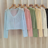 Thin Summer Coat With New Hollow Hoodie Shawl Sling Knitted Open