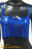 Metallic Sequin Party Crop Top y2k Fashion Solid Backless Straps Camisole Cropped Top for Women Rave