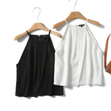 Spring Style Elegant Holiday Style Sling Sleeveless Shirt-Outfit