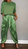 Fongt Fashion Lady Smooth Sleeve Half-Sleeveed Trompack Two-Piece Set