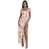 Fongt Summer New French Slings Wood Ear Design Picties Open Fork Dress Dress Woman