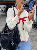Bow Jacquard Sweater-Outfit