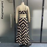 Summer Sexy Casual Strap Print Dress Women's Slim Fit Combination Elegant Party Evening Dress-Outfit