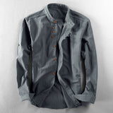 Fongt 2025 New Men's Casual Linen Shirt Gentlemen's Wind Collar Wish Cotton T-Shirt