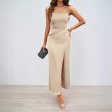 Fongt Women's Summer New Sexy Square Collared Back Sling Skirt Dress Women