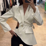 Fongt Niche Style Suit Women's Clothing 2025 Autumn And Winter New Asymmetrical Hollow Bare Waist Repair Small Suit Jacket Woman