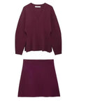 Fongt Women's INS Burst Women's Simple Loose Knitted Coat Mini-Skirt Set