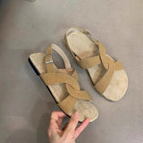 Fongt Flat-Soled Sandals Women 2024 New External Dress With Skirt Fairy Wind Leisure Beach Beach Roman