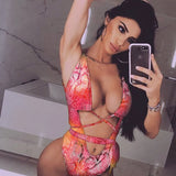 Fongt New Bikini One-Joined Bikini Bikini Leopard Print Hollowed-Out One-Piece Swimsuit-Outfit