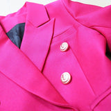 STREET Newest 2023 Designer Jacket Women's Slim Fitting Double Breasted Lion Buttons Pique