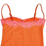 Orange Mesh Lace Patchwork Cami Maxi Dress-Outfit