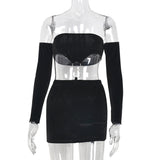 Sexy Slash Neck Off Shoulder Cut Out Mini Dress Women Backless Long Sleeve Bodycon Dresses 2021 Fall Black Goth Cute