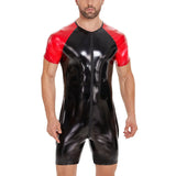Fongt Men's PVC Bright Leather Onesie Sexy Slim Leather Clothing No Odor Size Accurate-Outfit