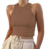 Fongt Women's Wish New Summer Pure Color Sleeveless Slim Short Small Vest