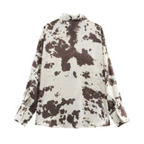 Fongt Women's INS Explosion Animal Printed Shirt + With Belt Silk Styt Dress Set