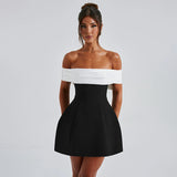 Fongt Autumn 2024 New Sexy Dress Temperament One-Word Shoulder-To-Shoulder Dress