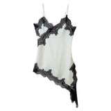 Fongt Women's Explosive Sexy Lace Asymmetric Sling Dress