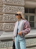 Women Printed Flower Quilted Reversible Cotton Coat Long Sleeve Open Front Two In One Jackets Autumn Vintage Street Outerwear-Outfit