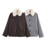 Fongt New Women's Fashion Splicing Long Sleeve Warm Cotton Jacket Jacket