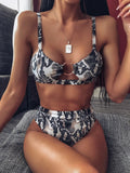 Fongt 2023 Women's Split Swimsuit Green Leopard Print Bikini New Solid Color Swimsuit-Outfit