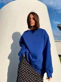 Solid Color Pullovers Women Autumn Winter Y2k Long Sleeve Loose Sweatershirts Harajuku Retro O-Neck Fleece Hoodies