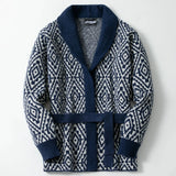Fongt Men's Rhihem-Shaped Hairy Coat Autumn And Winter Thickened Medium-Long Belt Cardigan Sweater