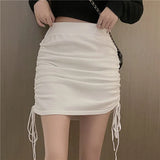 2025 New Drawstring Short Skirt Female Version Of High-Rise Thin Hot Girl A-Shaped Skirt Small Knitted