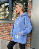 Fongt New Flannel Loose Hooded Long-Sleeved Woolen Coat