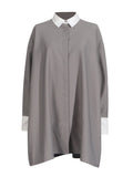 Fongt Temperament 2025 Autumn And Winter New Fashion Collar Bump Color Thin Splicing Button Long French Top Woman Trend