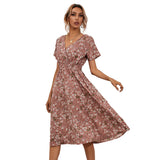 Women's Wear Station Summer Small Floral Print Short-Sleeved Dress-Outfit