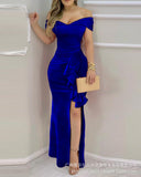 New Party Dress One Word Shoulder Pleated Dress LZQ3107J Series-Outfit