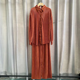 Net Color Press Fold Suit-Outfit