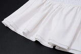 White Ruched Bandeau Top And Mini Skirt Set-Outfit