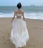 Fongt Shot Small Design New Summer New Holiday Fairy Wind Dress Strap Back Leisure Holiday Sling Dress Female-Outfit