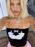 Women's Clothing Ins Wind 2024 Summer New Rabbit Print Pattern Sexy Hot Girl Tsets Small