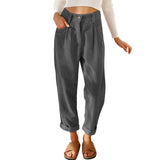 Autumn High Waist Casual Solid Color Corduroy